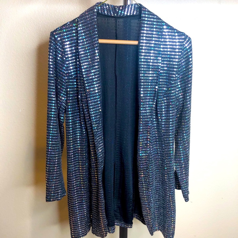 Black AB Rhinestone Blazer Size Small